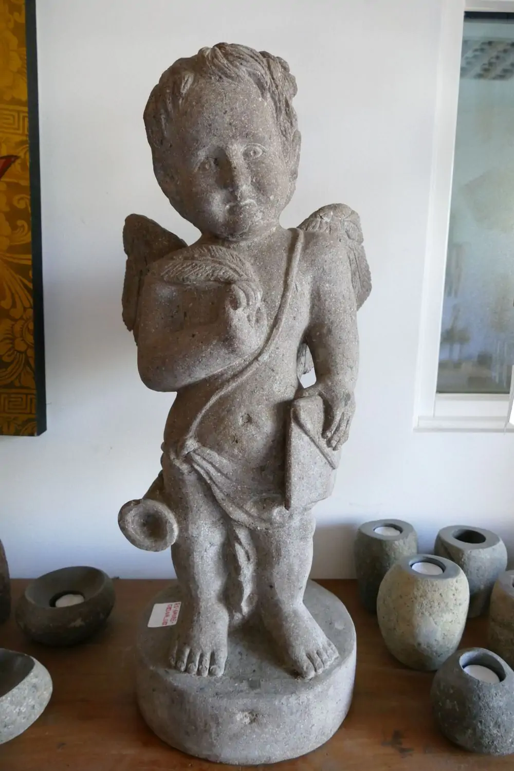  Product image 1 of the product “Amore winged, 80cm height, riverstone, handcrafted ”